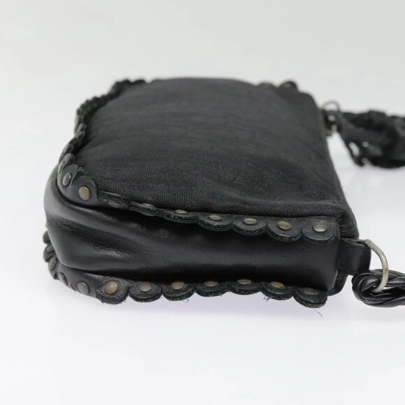 Christian Dior Trotter Canvas Shoulder Bag Silver Black Auth 92099 - Picture 5 of 14